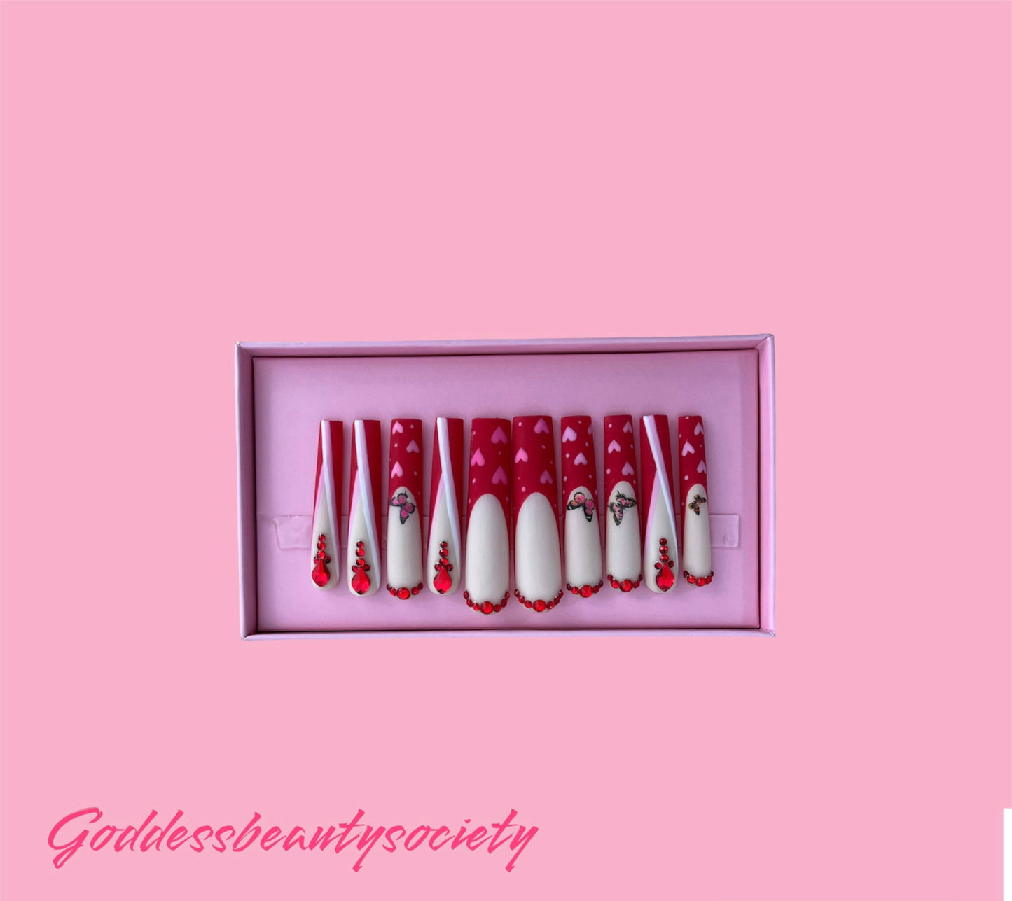 G.B.SLLC 100% Hand-Made Press On Nails Love Is In The Air Set