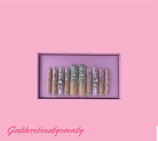 G.B.SLLC 100% Hand-Made Press On Nails Bling Out Barbie Set