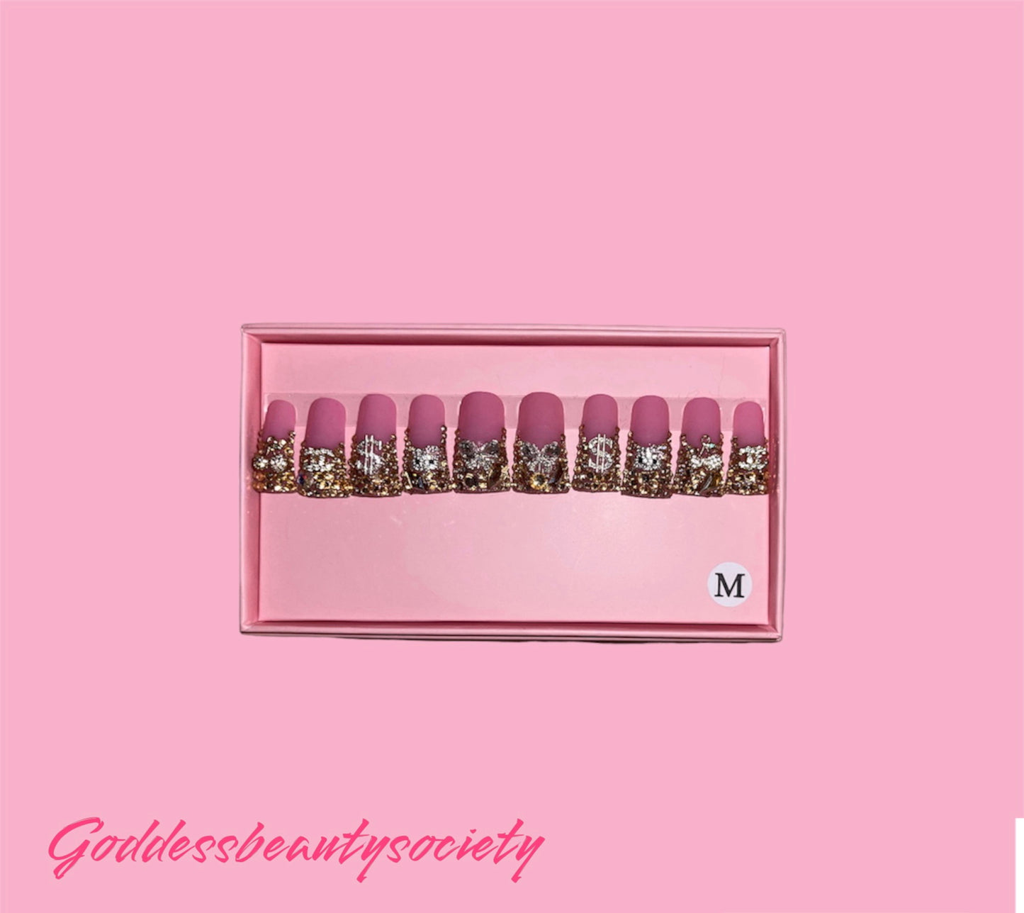 G.B.SLLC 100% Hand-Made  Press On Nails 24K Gold Duckies Set