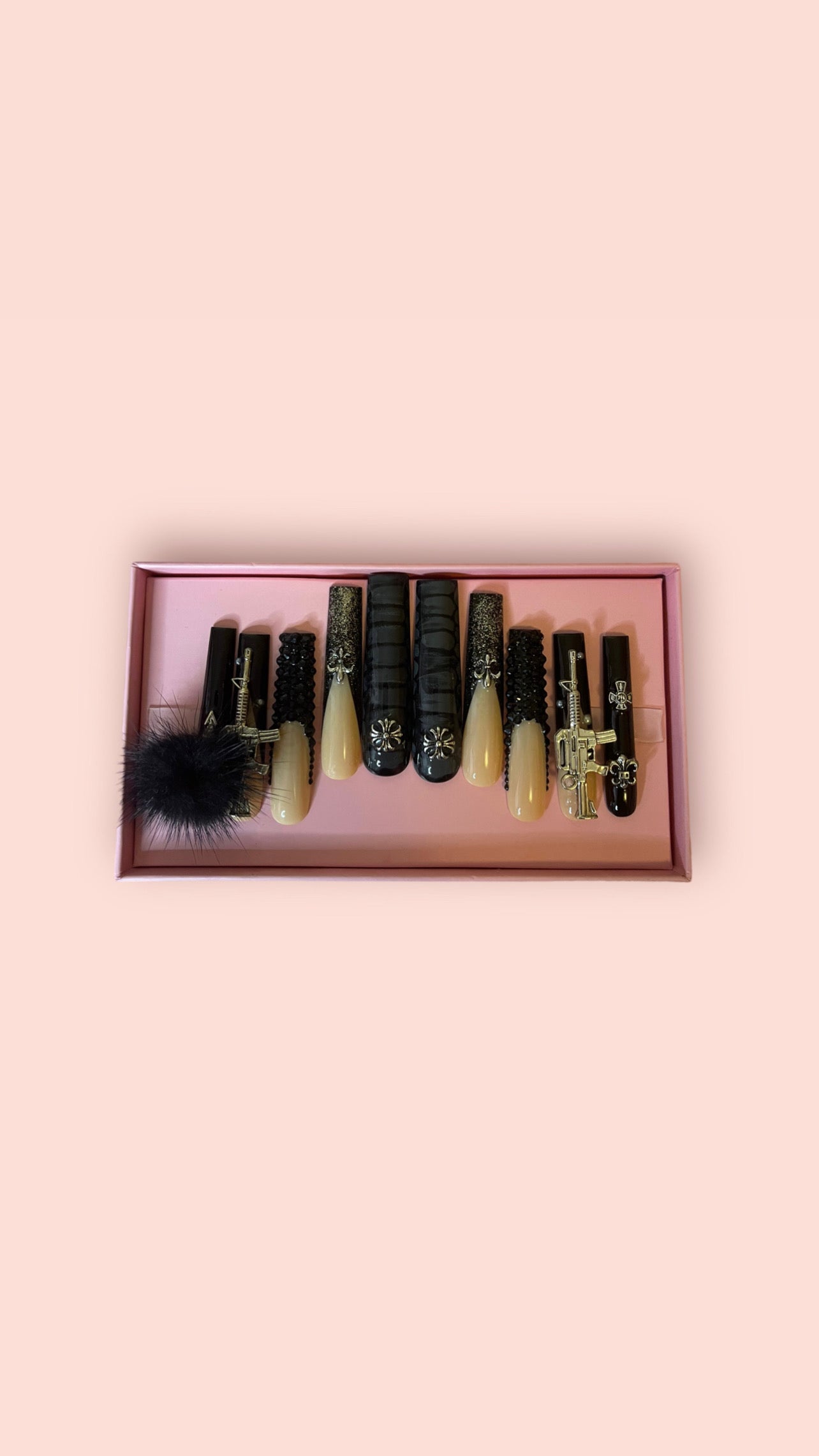 G.B.SLLC 100% Hand-Made  Press On Nails Black Out Purge Set