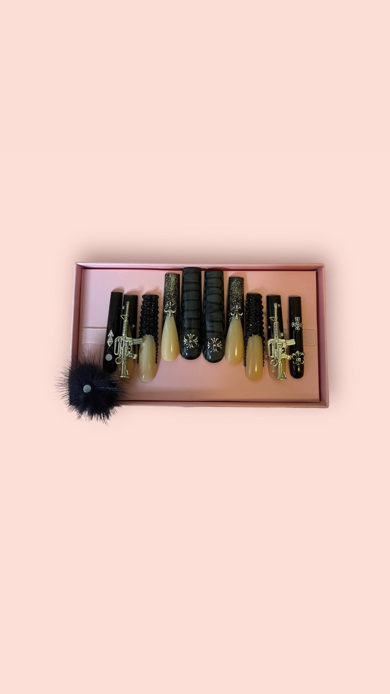 G.B.SLLC 100% Hand-Made  Press On Nails Black Out Purge Set